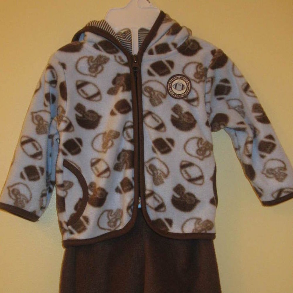 Hoodie Suit Two Piece Blue and Brown Boy or Girl Unisex 3 - 6 Months